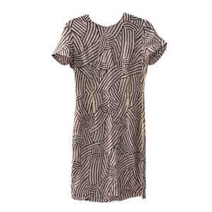 BIMBA Y LOLA BLACK & PINK PATTERNED SHEATH DRESS WOMENS SZ S OFFICE